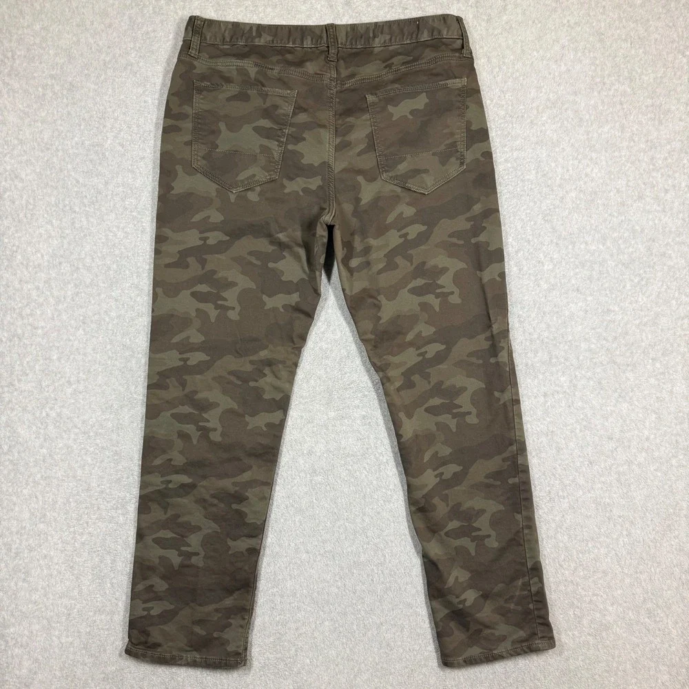 Banana Republic Travel Jean Mens 35x28 Slim Fit Camo Green Brown Pants Hemmed